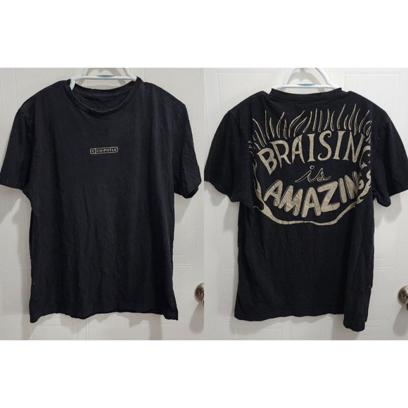 Chipotle Black "Braisin is Amazing" Employee Work Short Sleeve T Shirt Size M - Picture 1 of 10